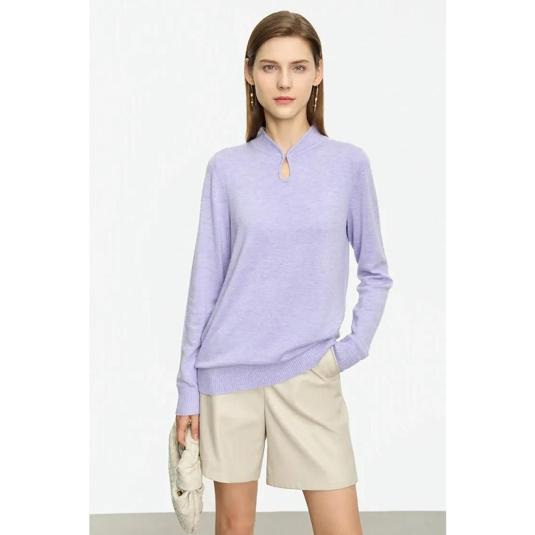 Minimalist U-Collar Long Sleeve Pullover