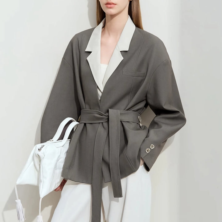 Trendy Tailored Belted Blazer Coat