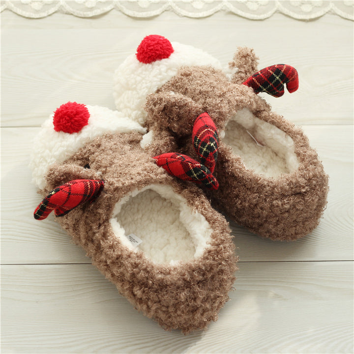 Cotton Slippers Female Autumn And Winter Cute Elk Bag Heel