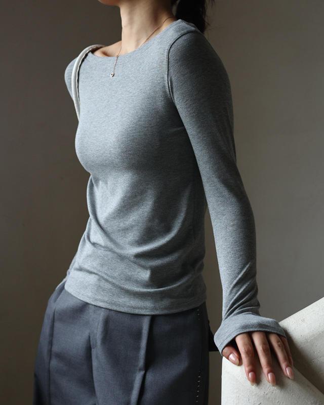 Women's Long Sleeve Modal Stretch Tee – Casual Simple Basics