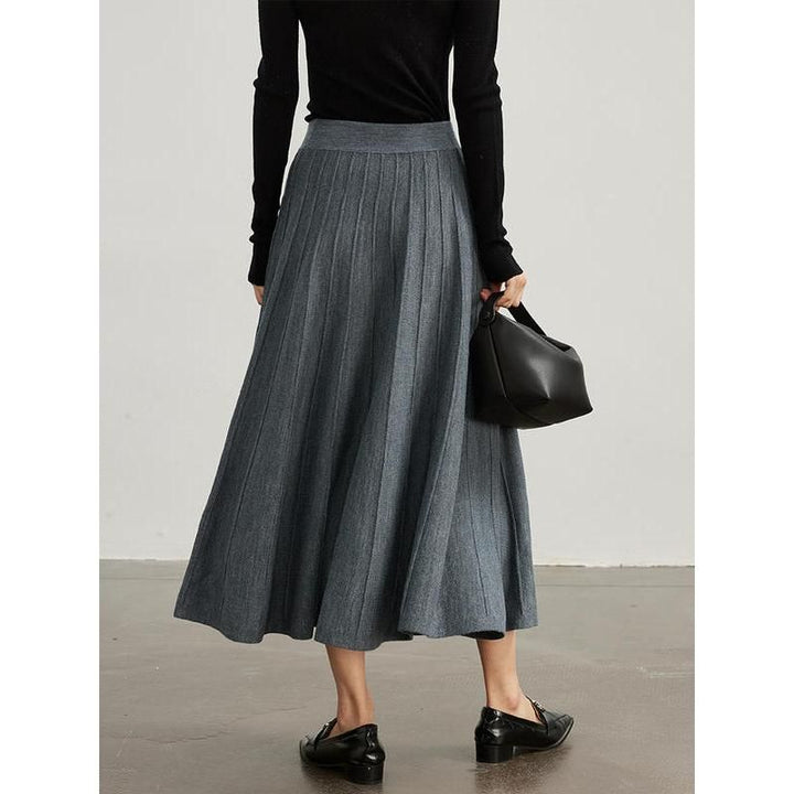 Elegant Mid-Calf Pleated Wool Skirt