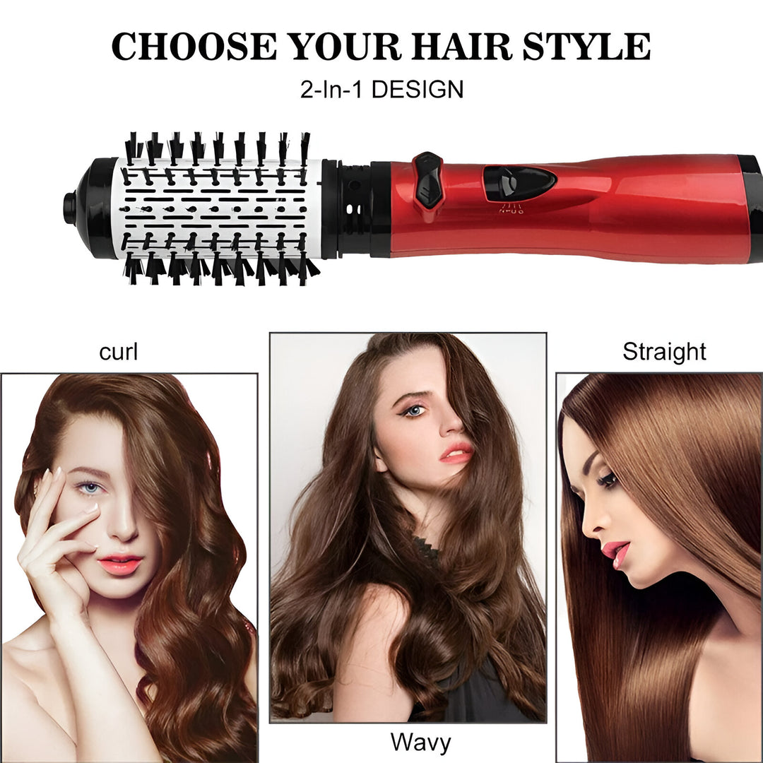 3 In 1 Rotating Hair Dryer Brush with Ceramic Curler and Volumizer