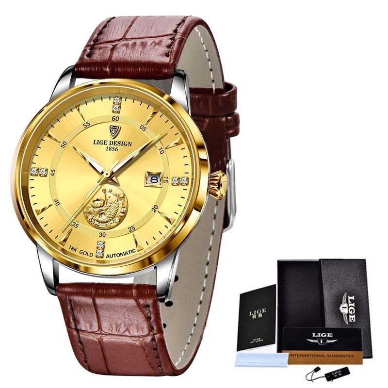 Mechanical Watch Fish Leap Longmen Watch Double Calendar Mechanical Watch Men's Waterproof