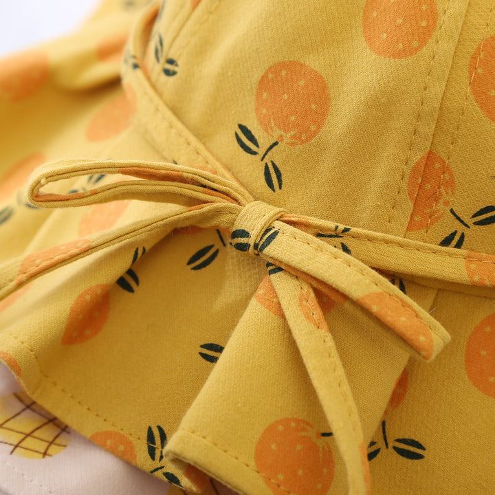 Adorable Fruit Print Cotton Bucket Hat for Baby Girls with Bowknot