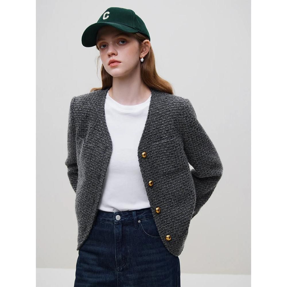 Elegant Winter Wool Tweed Jacket for Women