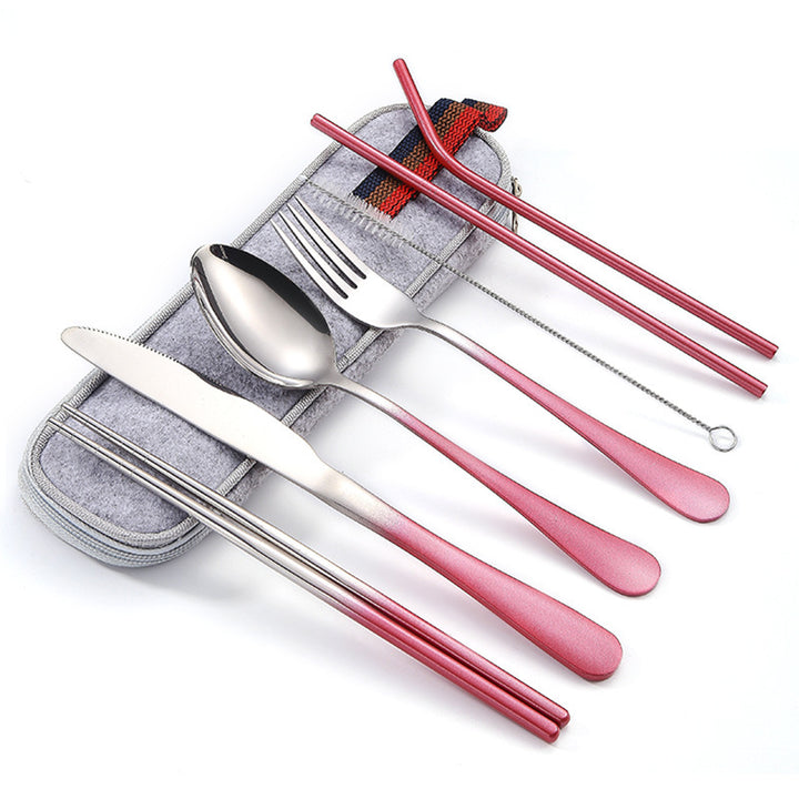 Stainless Steel Knife, Fork And Spoon Straw Set