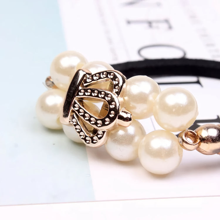 Chic Pearl Floral Elastic Hair Bands