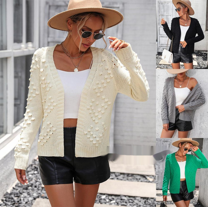 Women's Knitted Sweater Three-dimensional Pattern Cardigan Coat Sweater