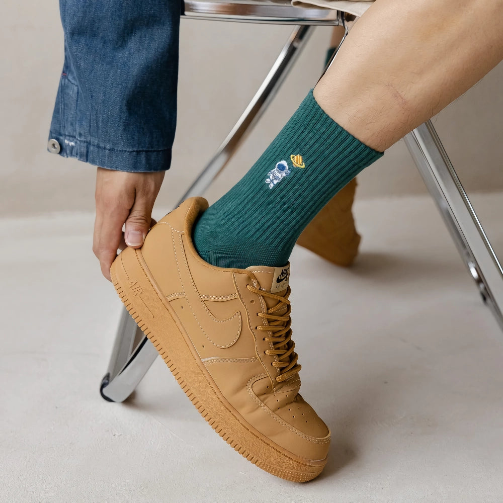 Unisex Embroidered Astronaut Space Socks