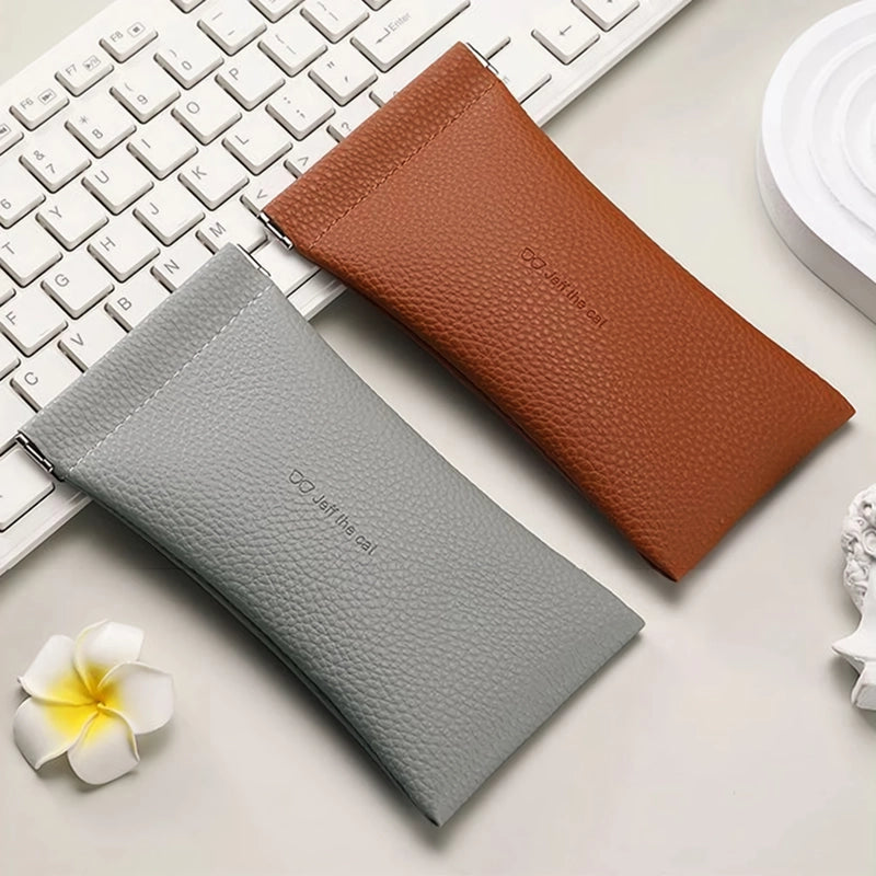 Elegant PU Leather Glasses Case with Automatic Closure