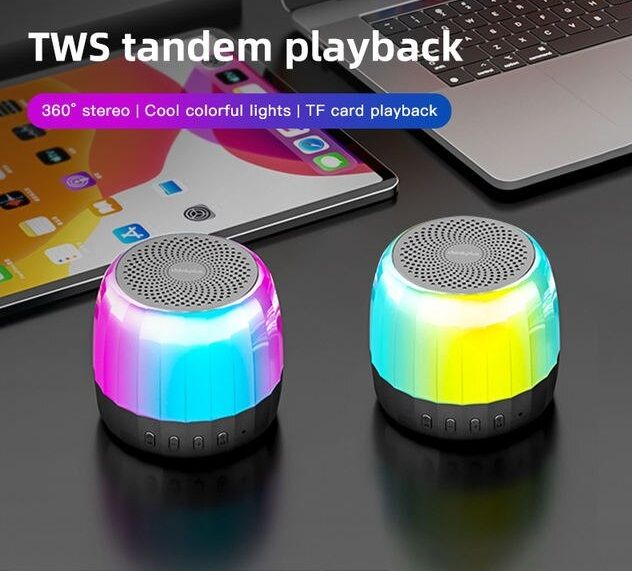 Wireless Bluetooth 5.2 Portable Outdoor Mini Speaker with RGB Lighting