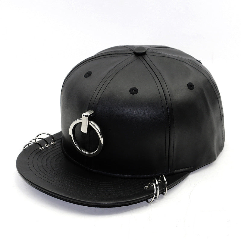 Men's Winter Fashion Trendy Korean Personality Silver Hoop Flat-brimmed Cap Hip Hop Hat