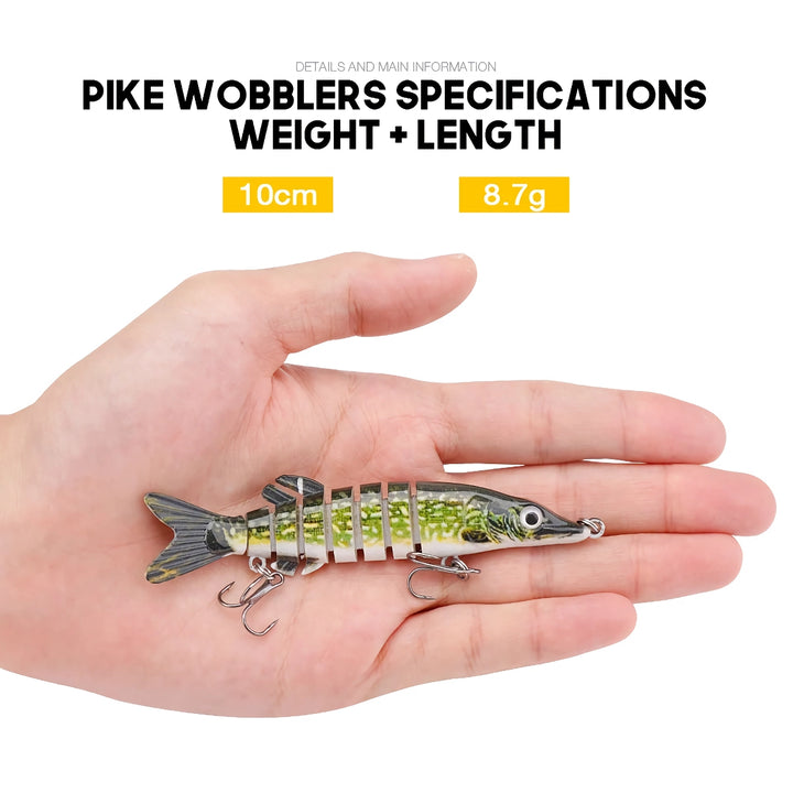 10cm 8.7g Mini Pike Crankbait Fishing Lure - Slow Sinking Artificial Swimbait for Pike, Bass, and More