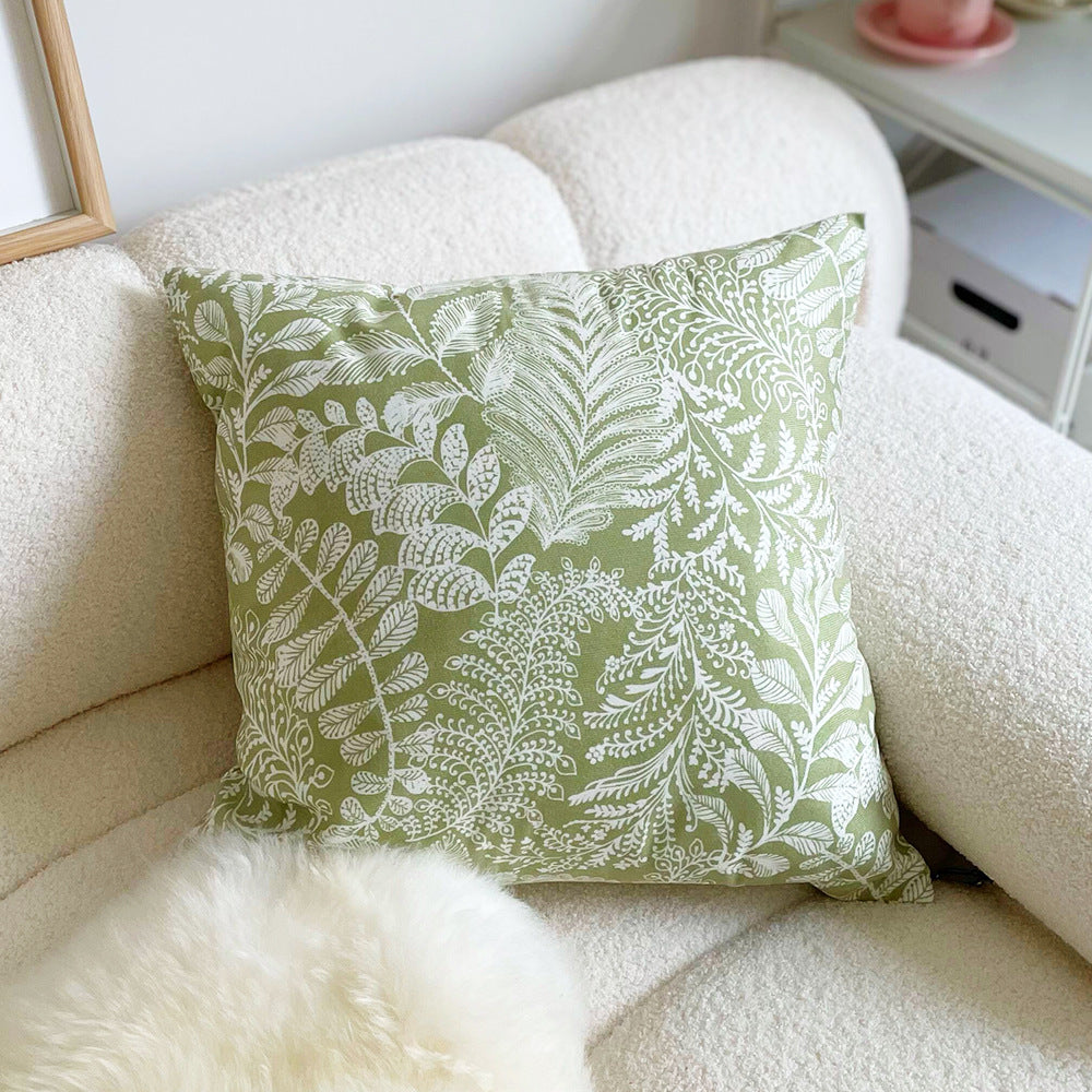 Green Floral Nordic Throw Pillow Case - Light Luxury Decor