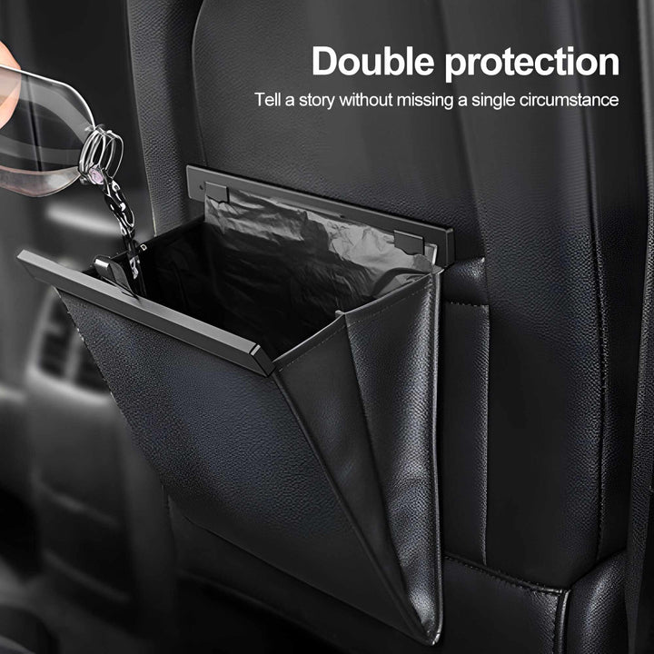 Waterproof PU Leather Car Trash Bag - Magnetic, Leak-Proof, Backseat Organizer