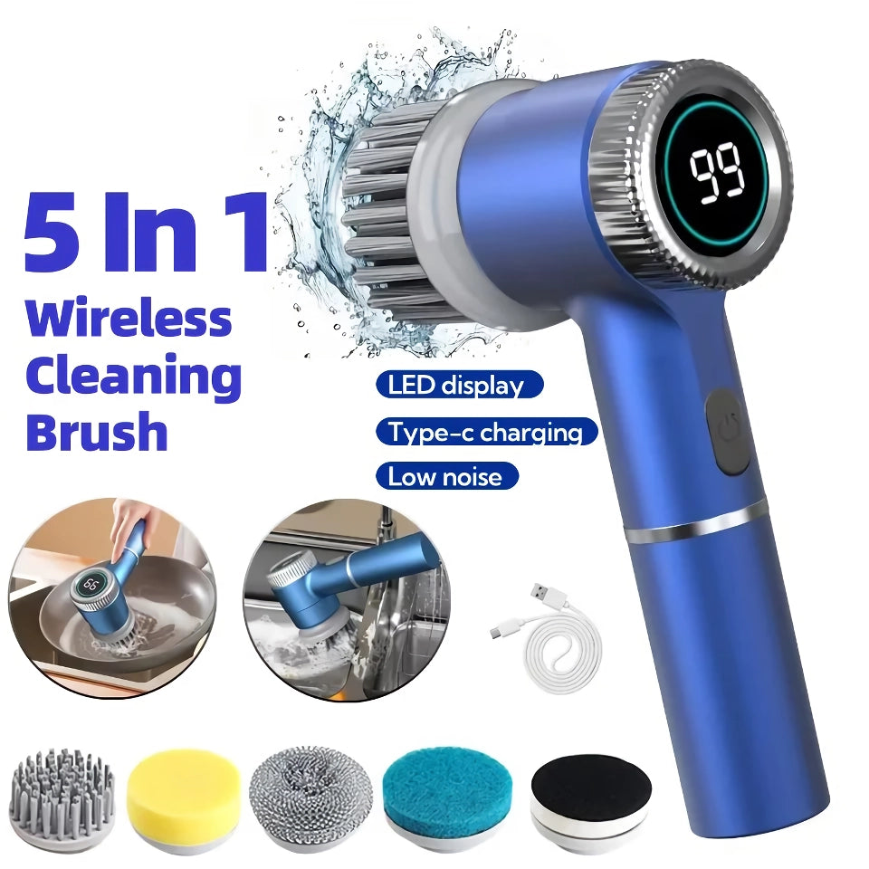 Electric Cleaning Brush with 5 Brush Heads