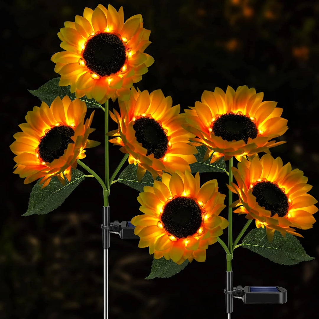 2-Pack Solar Sunflower Garden Lights - Outdoor Decorative Lights for Patio & Backyard