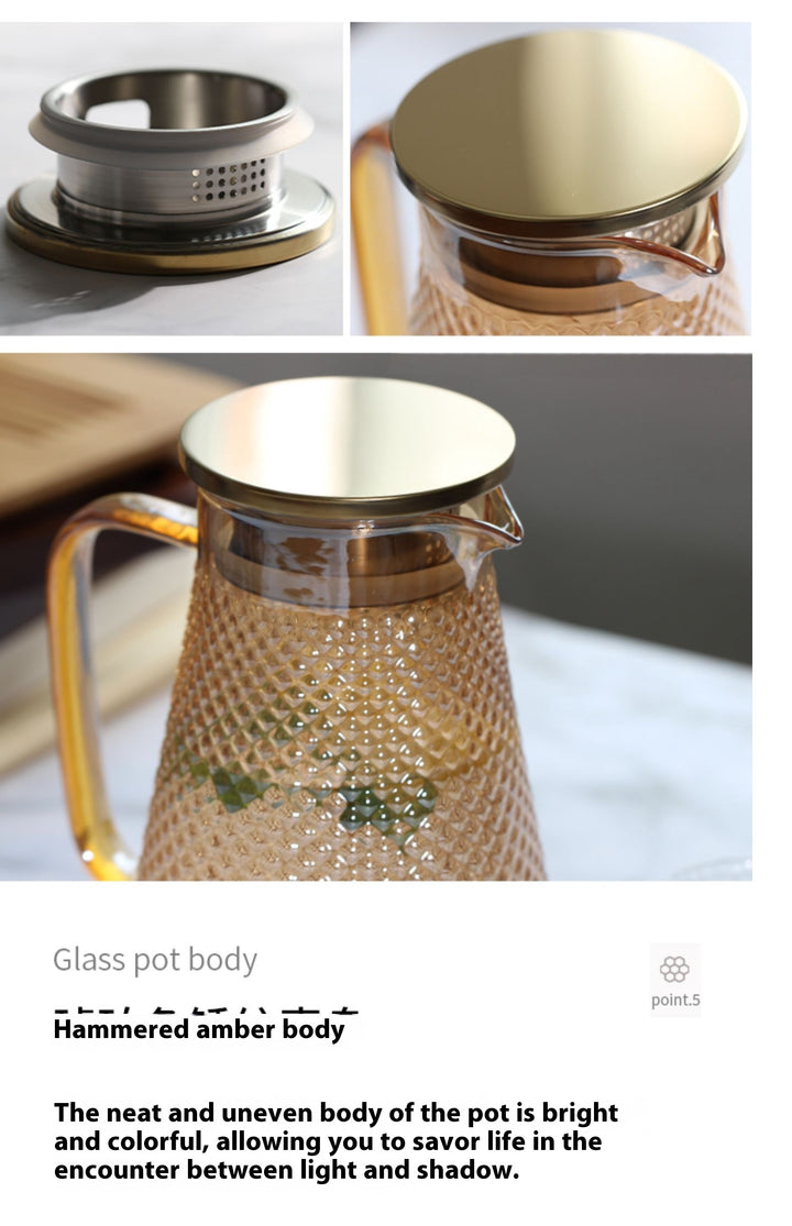 Electroplating Amber Cold Water Bottle Household Heat-resistant Glass Water Pitcher