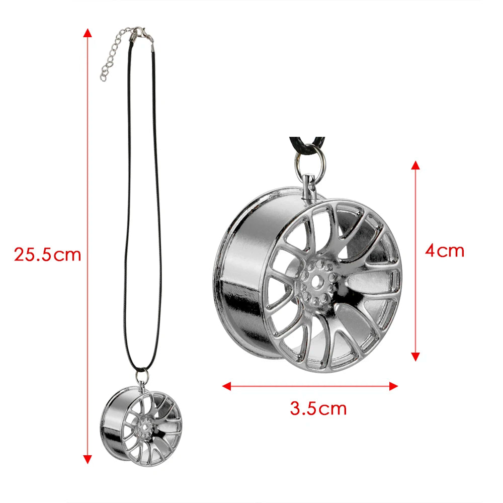 Stylish Metal Wheel Hub Pendant for Car Rearview Mirror Decoration