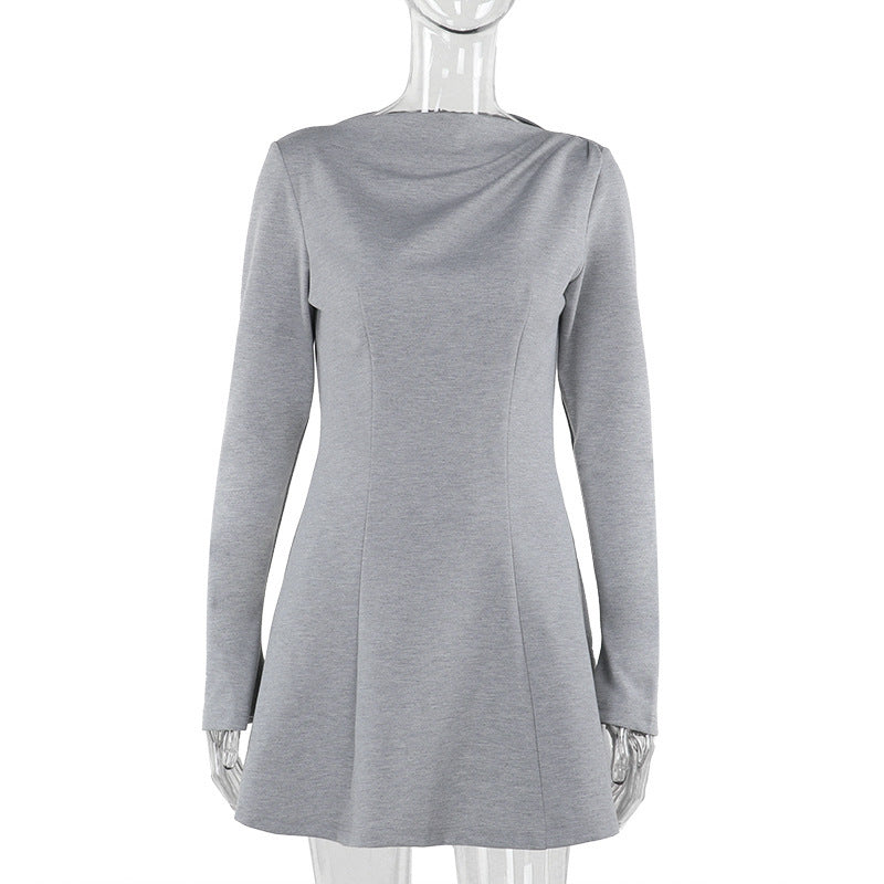 Fashion Slim-fitting Simple Long Sleeve Dress Women