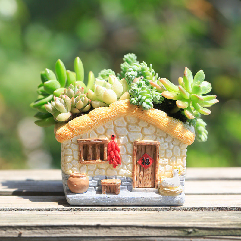 Enchanting Vintage Farmhouse Resin Planter