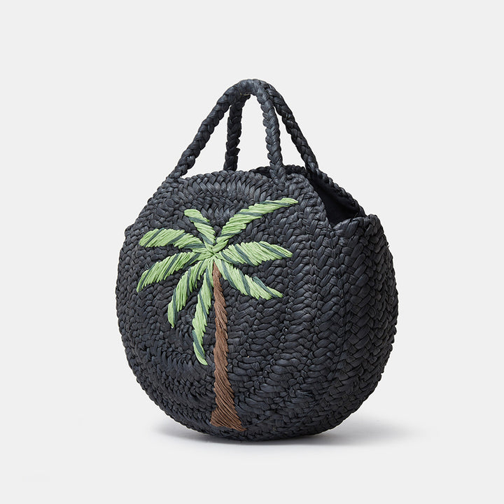 Summer Beach Embroidered Straw Tote Bag for Women