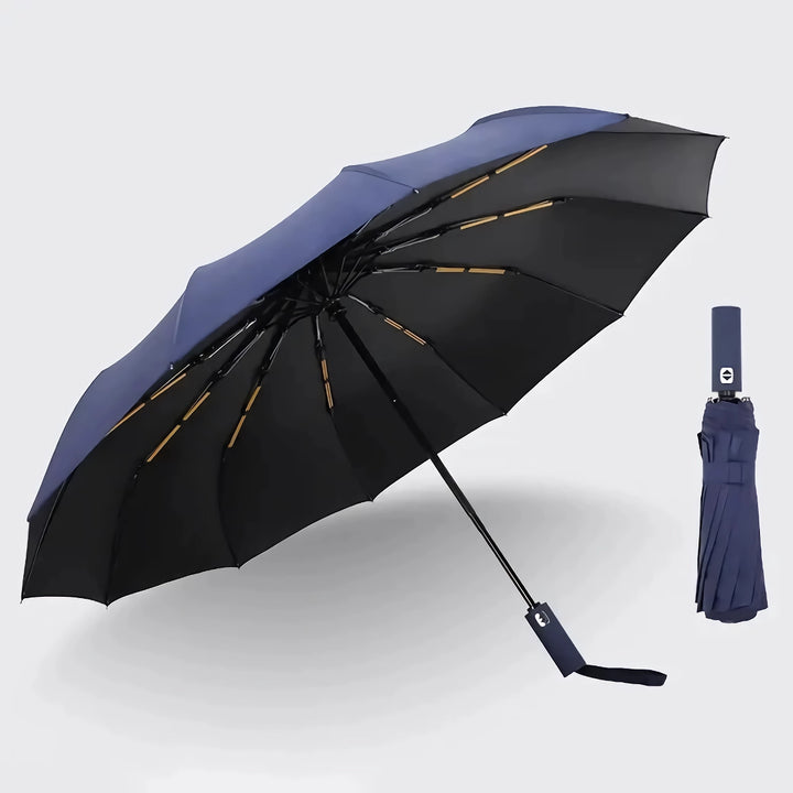 Durable Automatic Three-Fold UV Resistant Black Umbrella