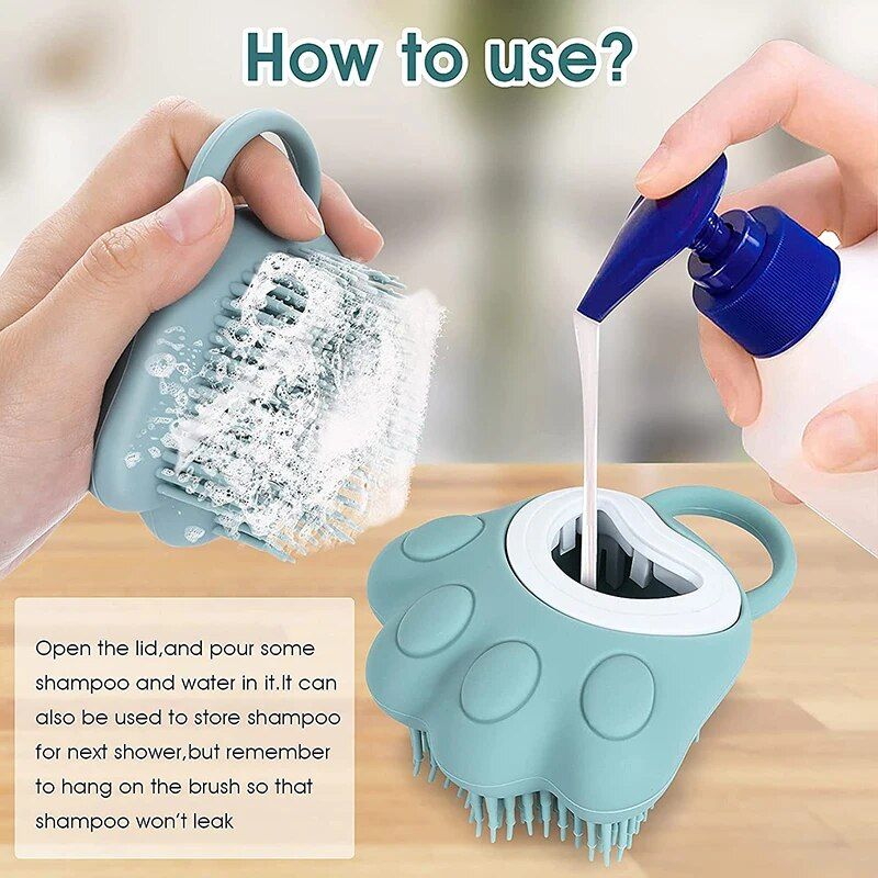 Multi-Purpose Silicone Pet Bath & Massage Brush for Dogs and Cats