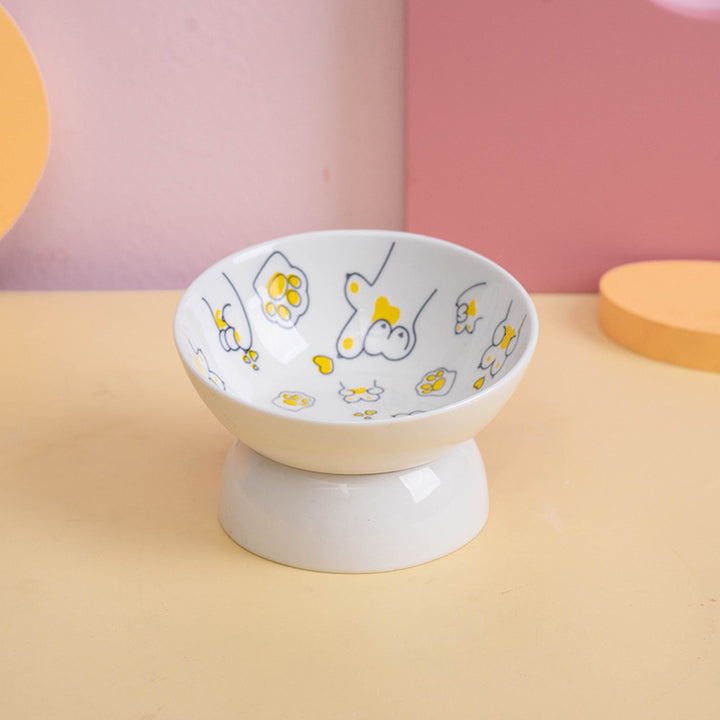 Cute Cartoon Ceramic Cat Bowl with High Stand