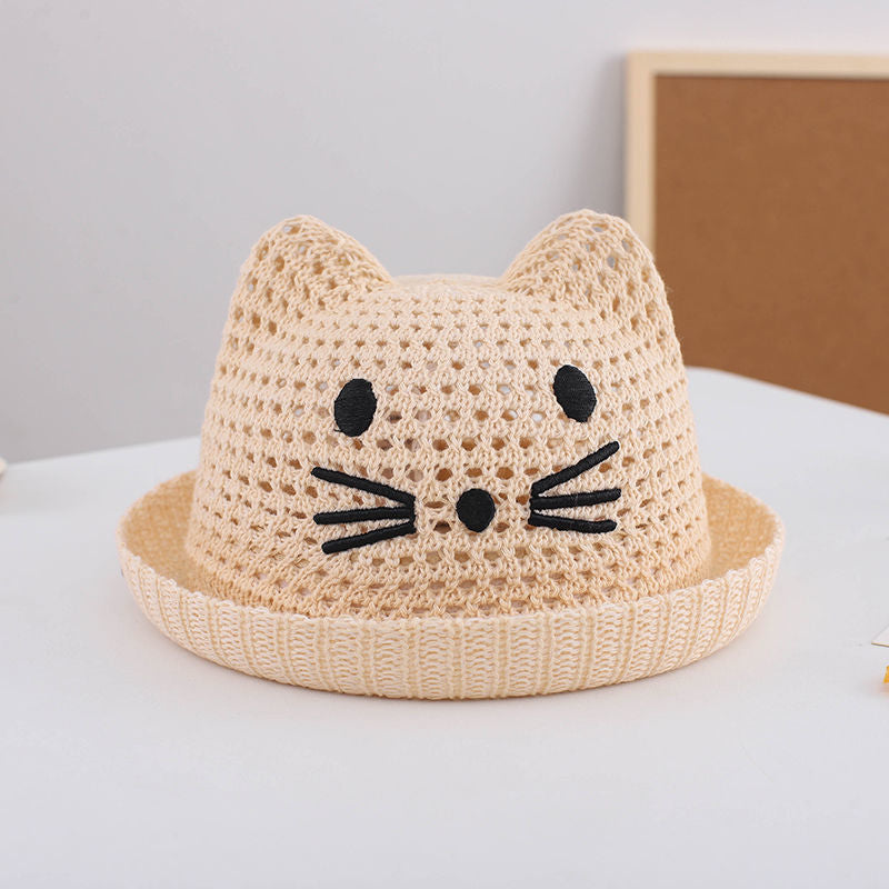 Summer Baby Straw Hat with Cute Cat Ears