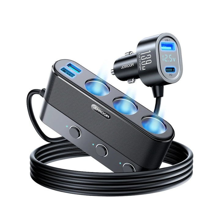 139W 7-Port USB C Car Charger with Fast Charging and Cigarette Lighter Adapter