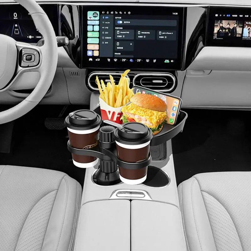 Rotatable Car Cup Holder Tray with Cell Phone Slot Multifunctional Car Organizer