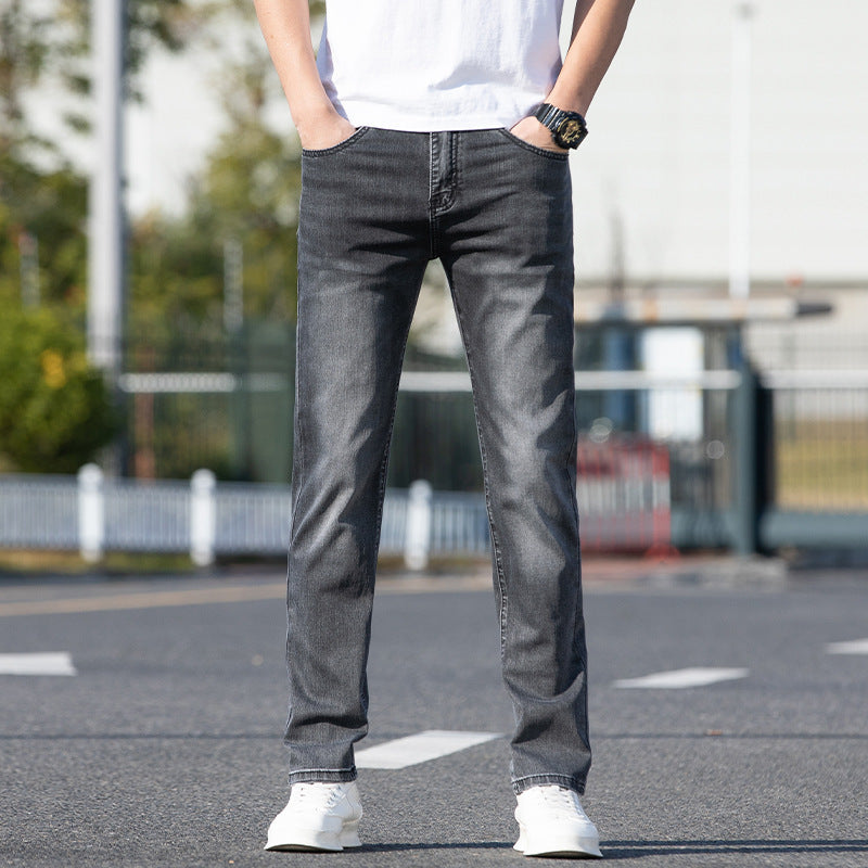 Summer Thin Jeans Men's Slim-fit Straight Trousers