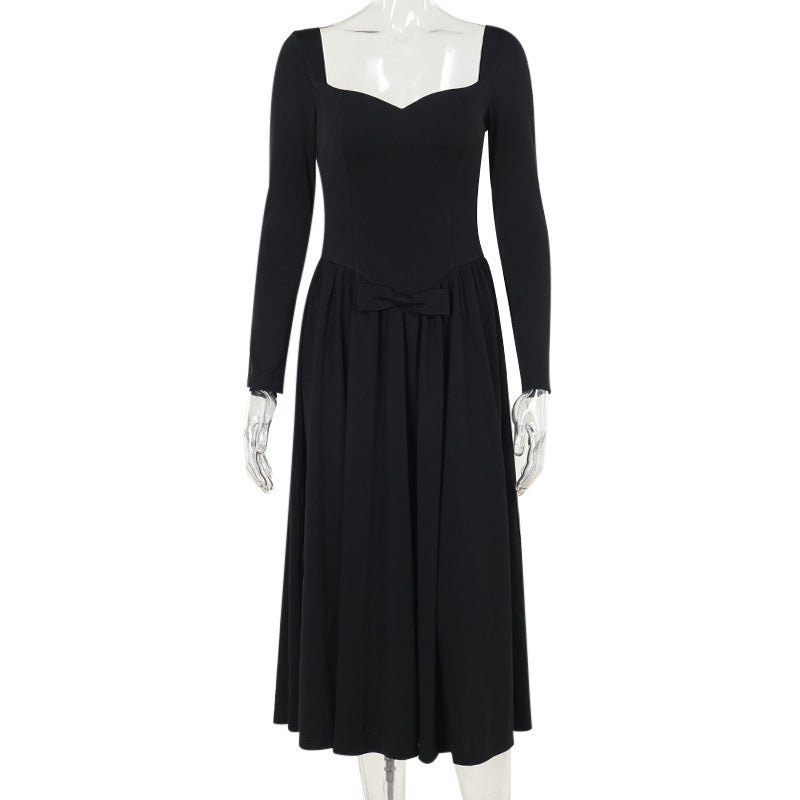 Fashion Elegant Square Collar Dress Women