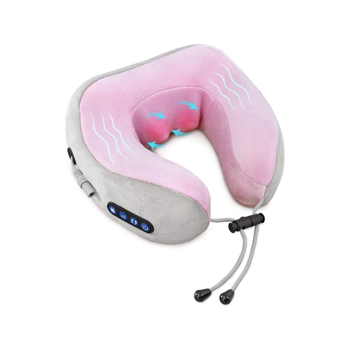 Electric U-Shaped Heated Neck Massage Pillow for Travel & Home Relaxation