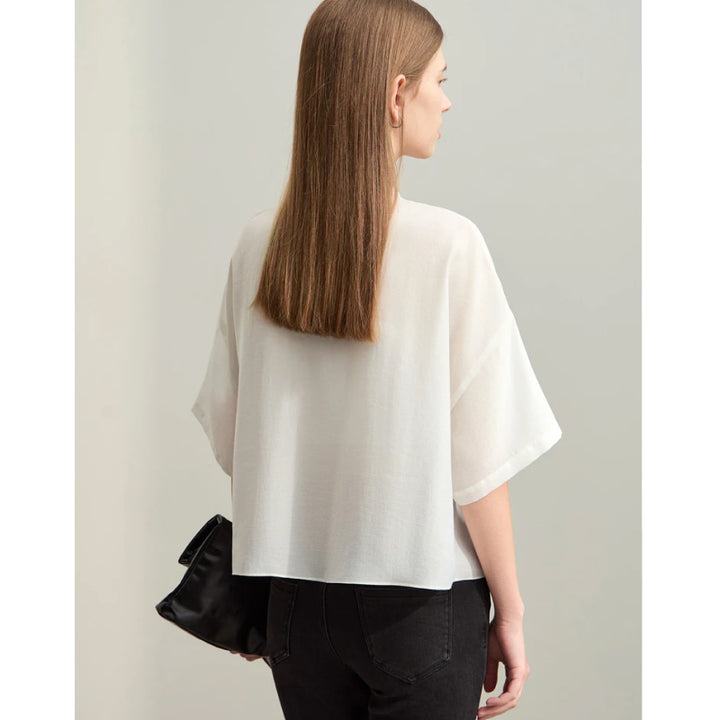 Summer Asymmetrical Stand-up Collar Blouse