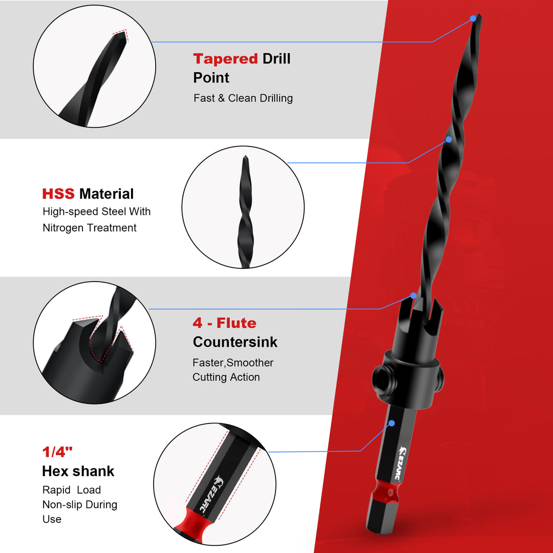 15-Pack Countersink Drill Bit Set