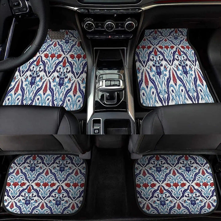 Vintage Persian-Turkish Patterned Car Floor Mats (4-Piece Set)