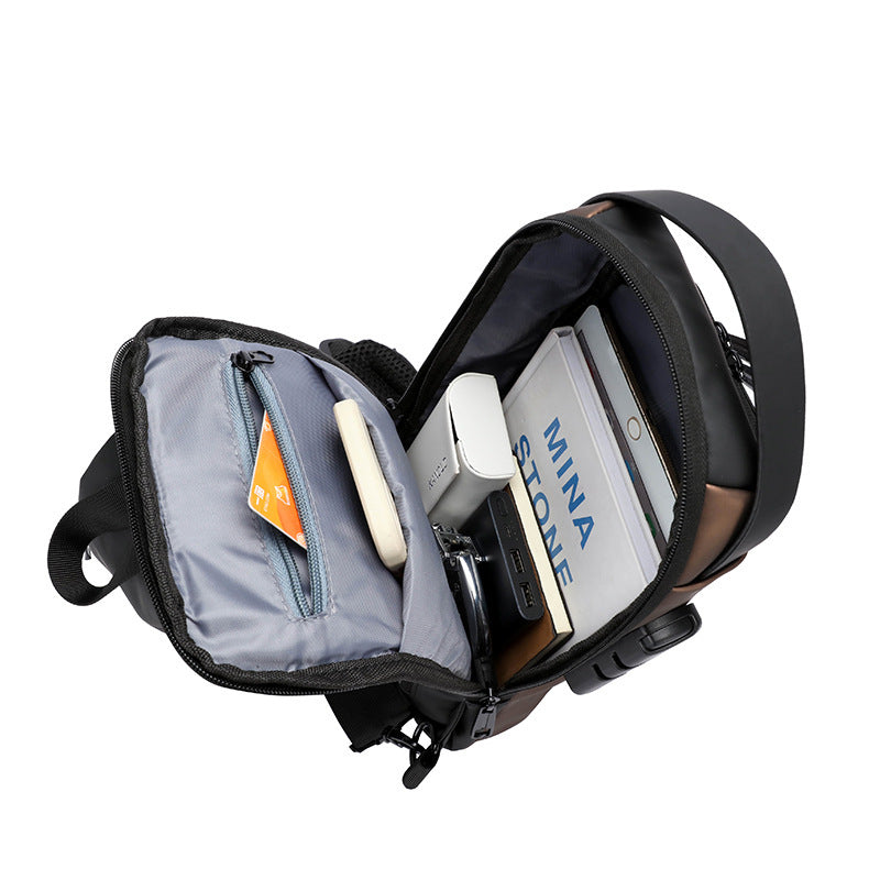 Password Lock Men's Leisure Bag With Large Capacity