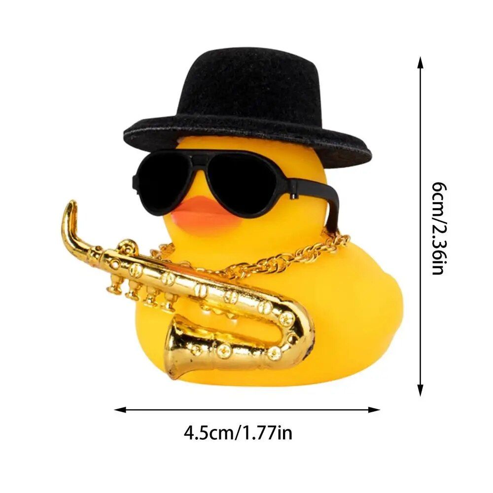 Mini Rubber Duck Car Ornaments Dashboard Interior Decor Cowboy Hat Duck With Scarf Sunglasses Kids Toys Gifts Car Accessories