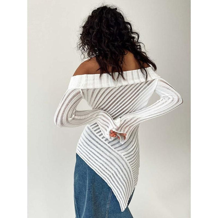 Elegant Off-shoulder Backless White Tee