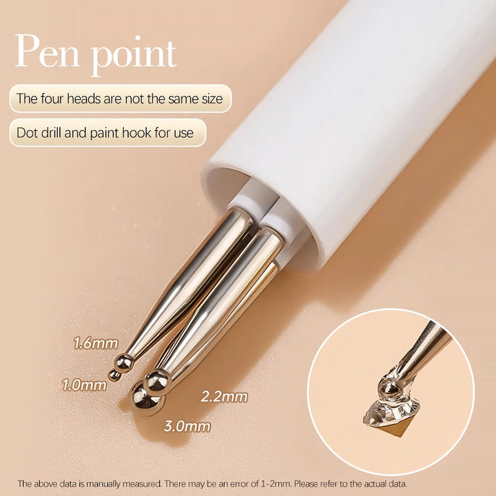 4-in-1 Nail Art Dotting Tools – Nail Drill Point Pen for Perfect Nail Designs