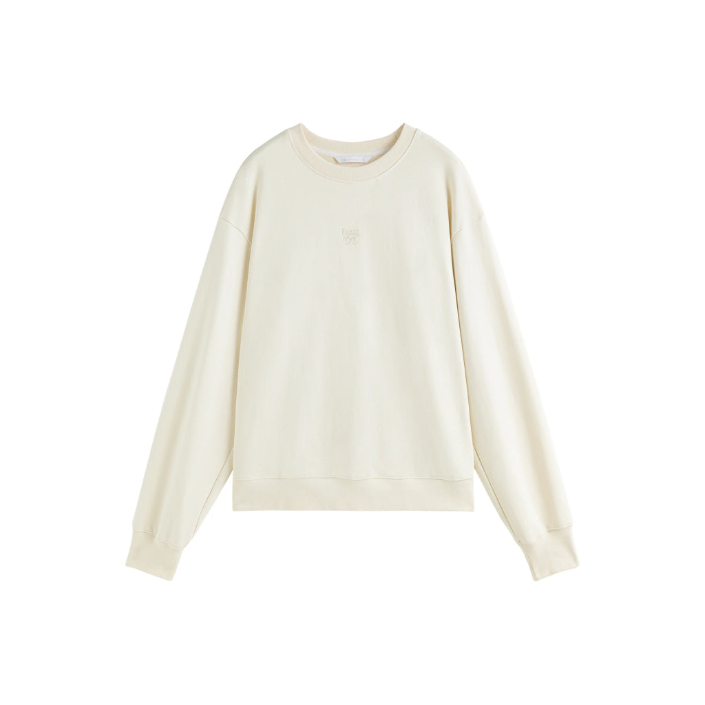 Women's Casual Beige Drop Sleeve Cotton Pullover