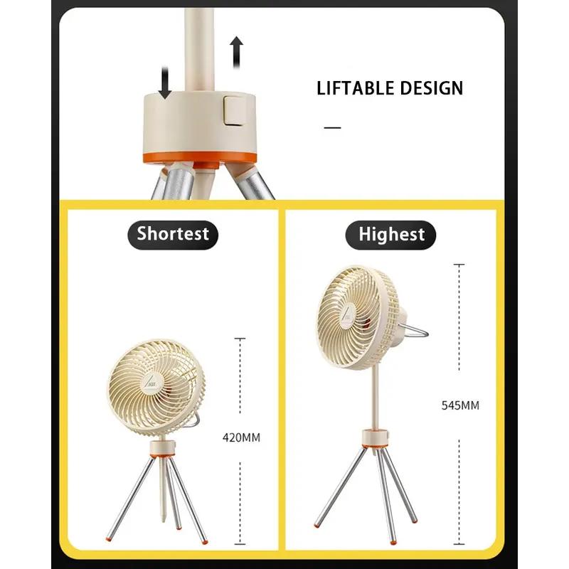 Portable Camping Fan with Night Light and Power Bank