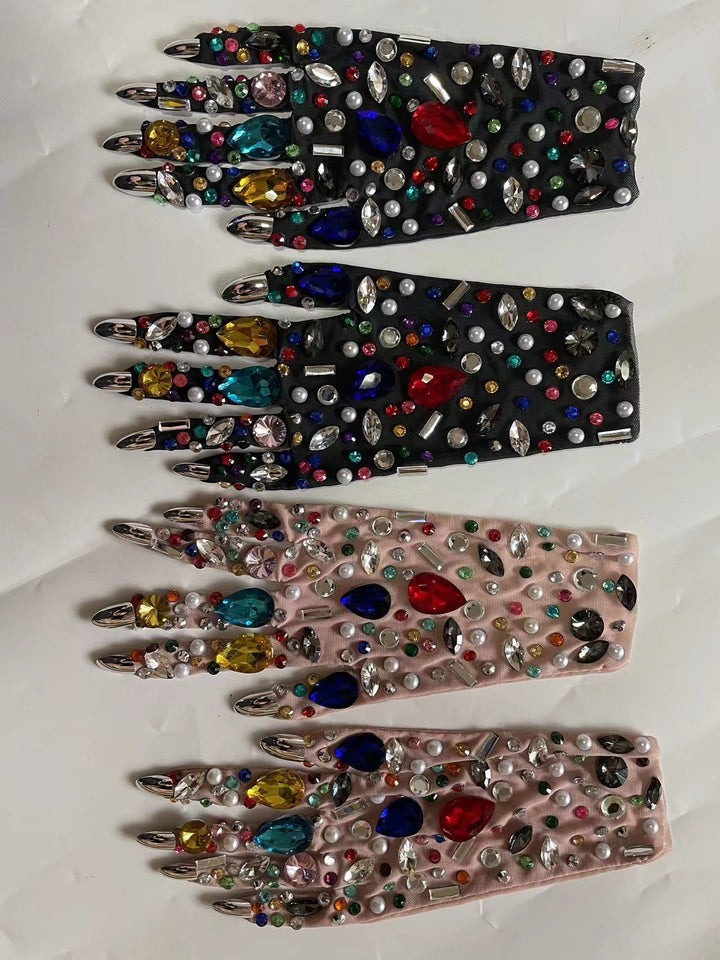 Women's Gorgeous Colored Rhinestone Gloves