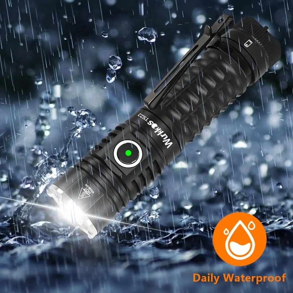 Rechargeable 21700 LED Flashlight, Powerful 4500LM, IP68, Magnetic Tail, Reverse Charging