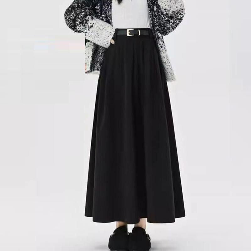 Elegant High Waist Pleated Maxi Skirt for Women