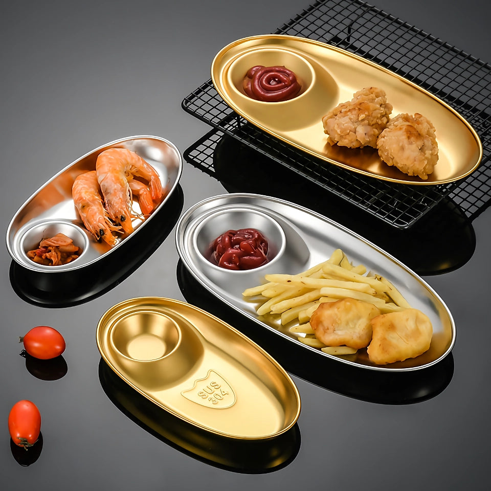 Stainless Steel BBQ Seasoning and Snack Plate