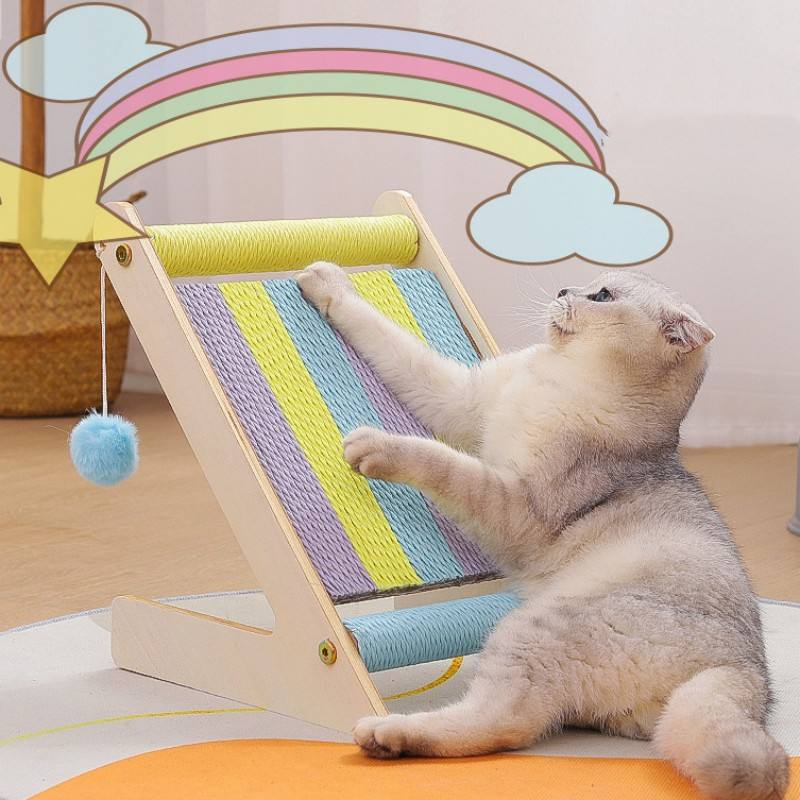 Rainbow Cat Climbing Frame with Scratch-resistant Post and Sofa Protector