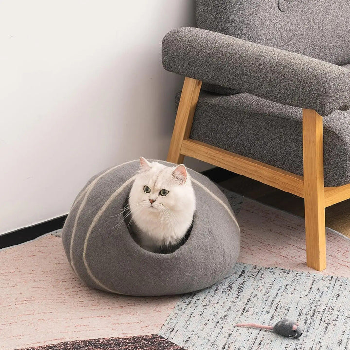 Premium Handmade Felt Cat Bed Cave 100% Merino Wool